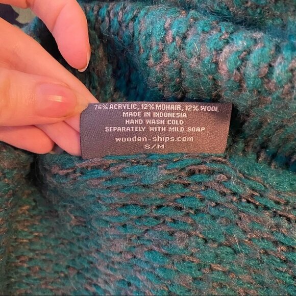 Wooden Ships Green Mohair Blend Open Front Sweater Cardigan - Picture 6 of 7